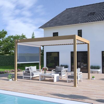 OMBREA Copy Of Pergola Bioclimatica Ombréa® Vs Autoportante 3x4m - Woodlook Legno Naturale + 1 Tenda 4m Bianco OMBREA Copy Of Pergola Bioclimatica Ombréa® Vs Autoportante 3x4m - Woodlook Legno Naturale + 1 Tenda 4m Bianco