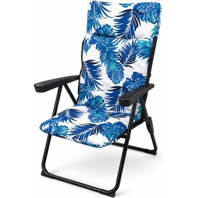 BAKAJI Sedia Sdraio Relax Cuscino Struttura Pieghevole Design Floreale 68x58x45/108cm BAKAJI Sedia Sdraio Relax Cuscino Struttura Pieghevole Design Floreale 68x58x45/108cm