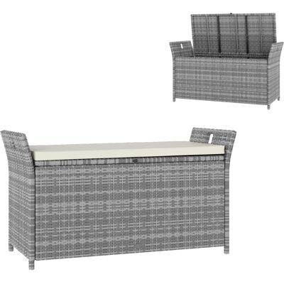 Zone Panchina Contenitore Da Esterno In Resina Intrecciata 250l Con Cuscino Rimovibile, Per Giardino, Balcone, Bianco Zone Panchina Contenitore Da Esterno In Resina Intrecciata 250l Con Cuscino Rimovibile, Per Giardino, Balcone, Bianco