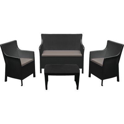 Progarden Set Rattan Olivo Pp Antracite Con Cuscini 4 Pezzi Progarden Set Rattan Olivo Pp Antracite Con Cuscini 4 Pezzi