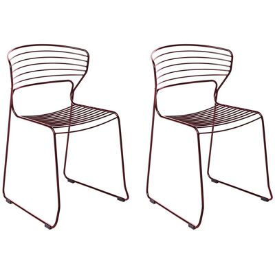 BELIANI Set Di 2 Sedie Da Pranzo Imbottite Design Moderno Base In Metallo Rosso Pistoia BELIANI Set Di 2 Sedie Da Pranzo Imbottite Design Moderno Base In Metallo Rosso Pistoia