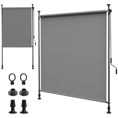 VOUNOT ® Tenda Da Sole Verticale 100 X 310 Cm Senza Fori Con Manovella, Estensibile Protezione Solare Uv E Resistente Alle Intemperie, Grigio VOUNOT ® Tenda Da Sole Verticale 100 X 310 Cm Senza Fori Con Manovella, Estensibile Protezione Solare Uv E Resistente Alle Intemperie, Grigio