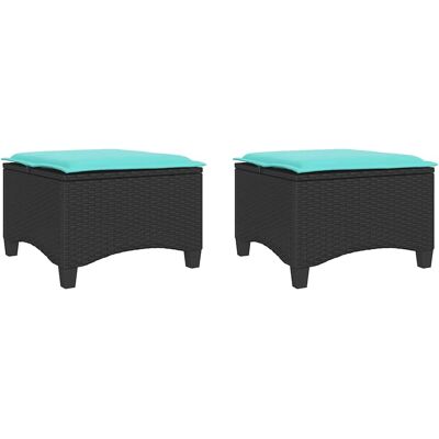 VIDAXL Sgabelli Giardino Con Cuscini 2 Pz Nero 55x55x36 Cm Polyrattan VIDAXL Sgabelli Giardino Con Cuscini 2 Pz Nero 55x55x36 Cm Polyrattan