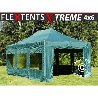 DANCOVER Gazebo Pieghevole Flextents Xtreme 50 4x6m Verde, Inclusi 8 Fianchi DANCOVER Gazebo Pieghevole Flextents Xtreme 50 4x6m Verde, Inclusi 8 Fianchi