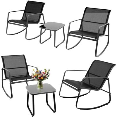 OEM Set Di Mobili Da Giardino: 2 Poltrone, Sedie A Dondolo In Textilene, Tavolo In Vetro OEM Set Di Mobili Da Giardino: 2 Poltrone, Sedie A Dondolo In Textilene, Tavolo In Vetro