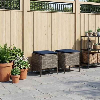 VIDAXL Poggiapiedi Da Giardino 2 Pezzo Grigio E Blu Navy Rattan In Pe VIDAXL Poggiapiedi Da Giardino 2 Pezzo Grigio E Blu Navy Rattan In Pe