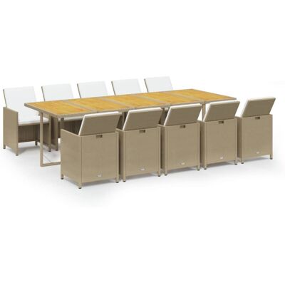 HELLOSHOP26 Set Da Pranzo Per Esterni Composto Da 11 Pezzi Con Cuscini In Resina Intrecciata Beige 020014416 HELLOSHOP26 Set Da Pranzo Per Esterni Composto Da 11 Pezzi Con Cuscini In Resina Intrecciata Beige 020014416