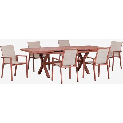 SKLUM Set Da Tavolo Da Giardino Rettangolare 180-240x90 Cm Estensibile E 6 Sedie Da Giardino Impilabili Con Braccioli In Alluminio Kar SKLUM Set Da Tavolo Da Giardino Rettangolare 180-240x90 Cm Estensibile E 6 Sedie Da Giardino Impilabili Con Braccioli In Alluminio Kar
