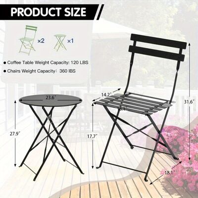 OEM Set Da Bistrot In Ferro Battuto Composto Da 3 Pezzi: Tavolo + 2 Sedie Pieghevoli, Antiruggine, Ideale Per Balcone E Terrazzo, Disponibile In Vari Colori. (119 Caratteri) OEM Set Da Bistrot In Ferro Battuto Composto Da 3 Pezzi: Tavolo + 2 Sedie Pieghevoli, Antiruggine, Ideale Per Balcone E Terrazzo, Disponibile In Vari Colori. (119 Caratteri)