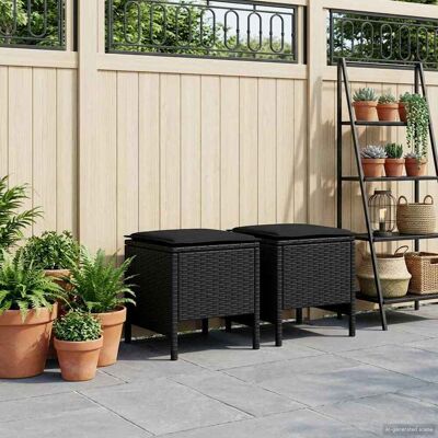 VIDAXL Poggiapiedi Da Giardino 2 Pezzo Nero 38 X 38 X 45 Cm VIDAXL Poggiapiedi Da Giardino 2 Pezzo Nero 38 X 38 X 45 Cm