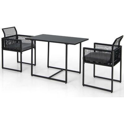 HELLOSHOP26 Set Composto Da 3 Tavolo E 3 Sedie Set Da Pranzo 108 X 60 X 72 Cm Comodo E Salvaspazio Design Moderno In Rattan Pe Nero 200019441 HELLOSHOP26 Set Composto Da 3 Tavolo E 3 Sedie Set Da Pranzo 108 X 60 X 72 Cm Comodo E Salvaspazio Design Moderno In Rattan Pe Nero 200019441