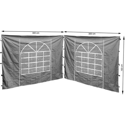 QUICK-STAR 2 Seitenteile Mit Pvc Fenster 300x193cm Für Pavillon Sahara 3x3m Seitenwand Grau QUICK-STAR 2 Seitenteile Mit Pvc Fenster 300x193cm Für Pavillon Sahara 3x3m Seitenwand Grau