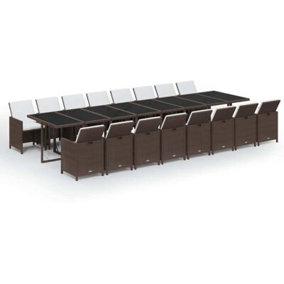 HELLOSHOP26 Set Da Pranzo Da Giardino Mobili Da Esterno Cuscini 17 Pz Marrone Polyrattan 020014426 HELLOSHOP26 Set Da Pranzo Da Giardino Mobili Da Esterno Cuscini 17 Pz Marrone Polyrattan 020014426