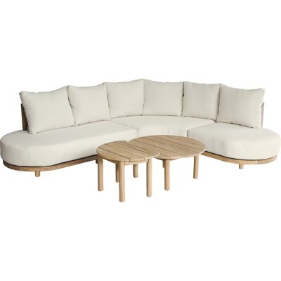 HAPPY GARDEN Set Di Mobili Da Giardino A 5 Posti In Acacia Con Cuscini Beige Lagoa HAPPY GARDEN Set Di Mobili Da Giardino A 5 Posti In Acacia Con Cuscini Beige Lagoa