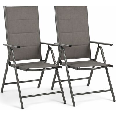 BAKAJI Set 2 Sedie Sdraio Grigio Pieghevoli E Salvaspazio Con Schienale Alto Ergonomico BAKAJI Set 2 Sedie Sdraio Grigio Pieghevoli E Salvaspazio Con Schienale Alto Ergonomico