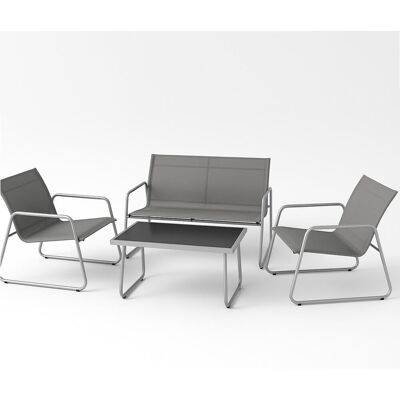 BAKAJI Set Salotto Da Giardino Con 2 Sedie Divano E Tavolino Per Patio Esterno Grigio BAKAJI Set Salotto Da Giardino Con 2 Sedie Divano E Tavolino Per Patio Esterno Grigio