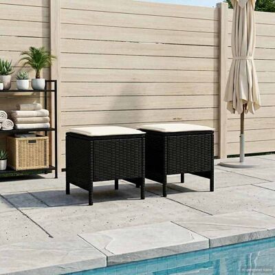 VIDAXL Poggiapiedi Da Giardino 2 Pezzo Nero E Crema 38 X 38 X 45 VIDAXL Poggiapiedi Da Giardino 2 Pezzo Nero E Crema 38 X 38 X 45