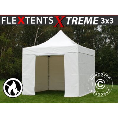 DANCOVER Gazebo Pieghevole Flextents Xtreme 50 Heavy Duty 3x3m Bianco, Incl 4 Fianchi, Ignifugo DANCOVER Gazebo Pieghevole Flextents Xtreme 50 Heavy Duty 3x3m Bianco, Incl 4 Fianchi, Ignifugo