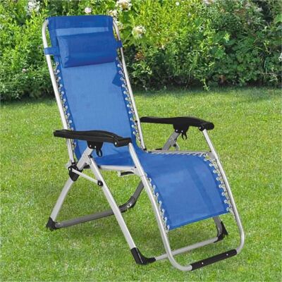 BAKAJI Sedia Giardino Poltrona Relax Pieghevole Big Gravita Zero Metallo Tessuto Blu BAKAJI Sedia Giardino Poltrona Relax Pieghevole Big Gravita Zero Metallo Tessuto Blu