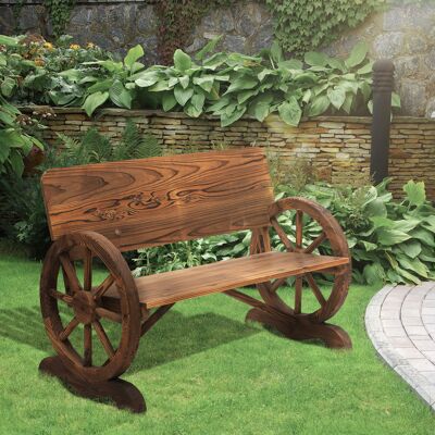 LEMONBEST Panchina Da Giardino 2 Posti In Legno Massello Con Braccioli, Design Ruote Di Carro, Resistenza 250 Kg, Dimensioni 114 X 58 X 80 Cm, Colore Marrone LEMONBEST Panchina Da Giardino 2 Posti In Legno Massello Con Braccioli, Design Ruote Di Carro, Resistenza 250 Kg, Dimensioni 114 X 58 X 80 Cm, Colore Marrone