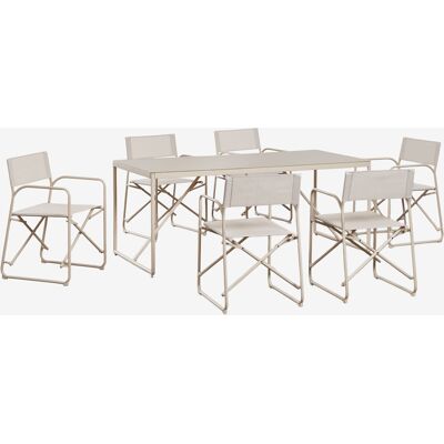 SKLUM Set Da Tavolo Rettangolare 185x85 Cm E 6 Sedie Da Regista Pieghevoli Per Giardino In Acciaio Melida SKLUM Set Da Tavolo Rettangolare 185x85 Cm E 6 Sedie Da Regista Pieghevoli Per Giardino In Acciaio Melida