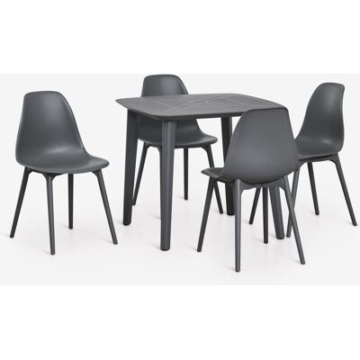 SKLUM Set Da Tavolo Quadrato 85x85 Cm E 4 Sedie Da Giardino In Polipropilene Scand SKLUM Set Da Tavolo Quadrato 85x85 Cm E 4 Sedie Da Giardino In Polipropilene Scand
