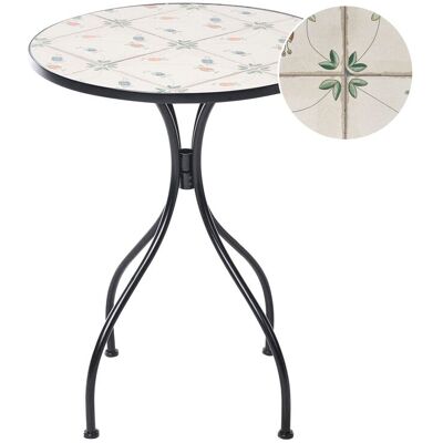 BELIANI Tavolino Da Giardino In Metallo Stile Ferro Battuto Piano Con Piastrelle In Mosaico Ceramica Nero Carona BELIANI Tavolino Da Giardino In Metallo Stile Ferro Battuto Piano Con Piastrelle In Mosaico Ceramica Nero Carona