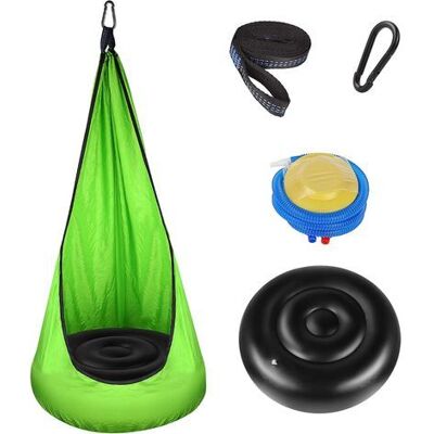 ABYSSE Sedia Amaca Per Bambini, Graziosa Seduta Sospesa Con Cuscino D'Aria In Pvc, Sacco A Pelo Da Appendere Come Accogliente Rifugio O Attrezzatura Da Gioco Per Interni Ed Esterni – Verde ABYSSE Sedia Amaca Per Bambini, Graziosa Seduta Sospesa Con Cuscino D'Aria In Pvc, Sacco A Pelo Da Appendere Come Accogliente Rifugio O Attrezzatura Da Gioco Per Interni Ed Esterni – Verde