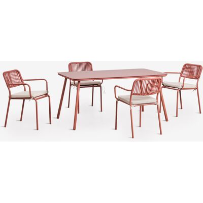 SKLUM Set Da Tavolo Rettangolare 160x90 Cm E 4 Sedie Da Giardino Impilabili In Corda Intrecciata Arhiza SKLUM Set Da Tavolo Rettangolare 160x90 Cm E 4 Sedie Da Giardino Impilabili In Corda Intrecciata Arhiza