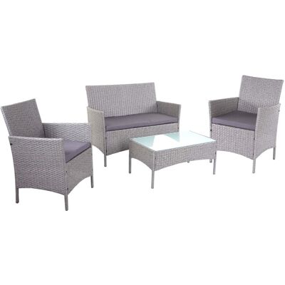 DÉCOSHOP26 Set Di Mobili Da Giardino In Polyrattan Grigio Composto Da Divano Poltrone E Tavolo Con Cuscini Grigio Scuro 040000058 DÉCOSHOP26 Set Di Mobili Da Giardino In Polyrattan Grigio Composto Da Divano Poltrone E Tavolo Con Cuscini Grigio Scuro 040000058