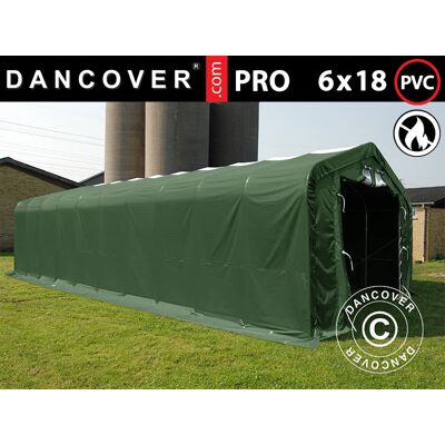 DANCOVER Capannone Tenda Pro 6x18x3,7m Pvc Con Pannello Centrale, Verde - DANCOVER Capannone Tenda Pro 6x18x3,7m Pvc Con Pannello Centrale, Verde -