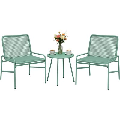 OEM Set Bistrò Rattan 3 Pezzi: 2 Sedie, Tavolo Rotondo Giardino, Verde. OEM Set Bistrò Rattan 3 Pezzi: 2 Sedie, Tavolo Rotondo Giardino, Verde.