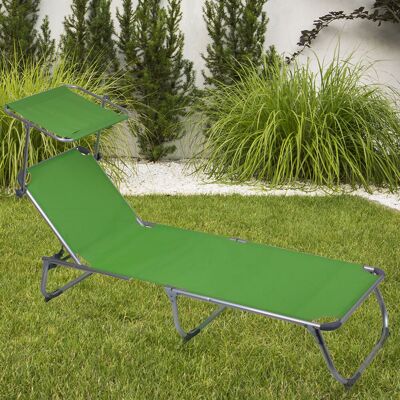 Gartenpleasure KISO Verde Lettino Regolabile con Ombra - Letto Pieghevole con Ombrellone Gartenpleasure KISO Verde Lettino Regolabile con Ombra - Letto Pieghevole con Ombrellone