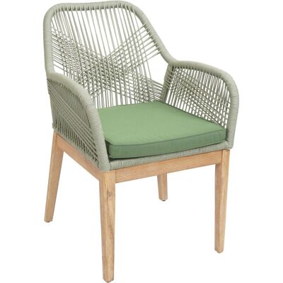 DÉCOSHOP26 Sedia Da Giardino Moderna E Resistente Alle Intemperie In Legno Di Acacia Con Schienale Arrotondato In Corda Intrecciata Verde E Cuscino Verde. 040009625 DÉCOSHOP26 Sedia Da Giardino Moderna E Resistente Alle Intemperie In Legno Di Acacia Con Schienale Arrotondato In Corda Intrecciata Verde E Cuscino Verde. 040009625