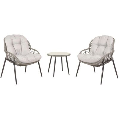 DÉCOSHOP26 Set Di Sedie Da Giardino E Tavolino In Polyrattan Grigio Chiaro Per Balcone O Terrazza 040006695 DÉCOSHOP26 Set Di Sedie Da Giardino E Tavolino In Polyrattan Grigio Chiaro Per Balcone O Terrazza 040006695