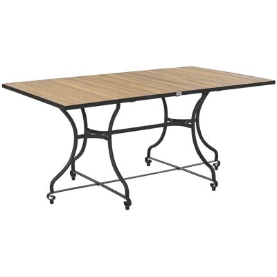 BELIANI Tavolo Da Pranzo Da Giardino Per Esterni Con Struttura In Acciaio E Piano In Legno Di Acacia Marrone Chiaro Lascari BELIANI Tavolo Da Pranzo Da Giardino Per Esterni Con Struttura In Acciaio E Piano In Legno Di Acacia Marrone Chiaro Lascari