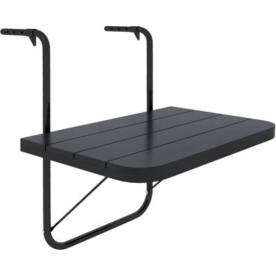 Zone Tavolino Da Balcone Sospeso, Pieghevole, Regolabile In Altezza, Struttura In Lega Di Alluminio, Piano In Plastica, Finitura Effetto Legno, Nero. Zone Tavolino Da Balcone Sospeso, Pieghevole, Regolabile In Altezza, Struttura In Lega Di Alluminio, Piano In Plastica, Finitura Effetto Legno, Nero.