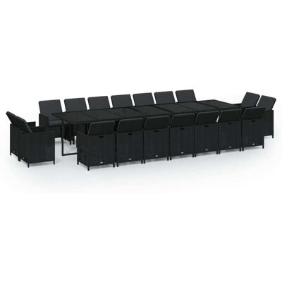 HELLOSHOP26 Set Da Pranzo Da Giardino Mobili Da Esterno Con Cuscini 19 Pz In Polyrattan Nero 020014430 HELLOSHOP26 Set Da Pranzo Da Giardino Mobili Da Esterno Con Cuscini 19 Pz In Polyrattan Nero 020014430