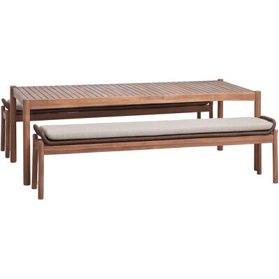 SKLUM Set Da Tavolo Rettangolare 180x90 Cm E 2 Panche Da Giardino In Legno Di Acacia E Corda Intrecciata Karvia SKLUM Set Da Tavolo Rettangolare 180x90 Cm E 2 Panche Da Giardino In Legno Di Acacia E Corda Intrecciata Karvia
