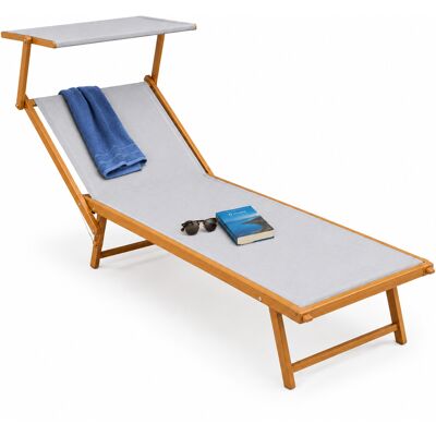 BAKAJI Lettino Prendisole Con Struttura Alluminio Effetto Legno E Tessuto Grigio Chiaro BAKAJI Lettino Prendisole Con Struttura Alluminio Effetto Legno E Tessuto Grigio Chiaro