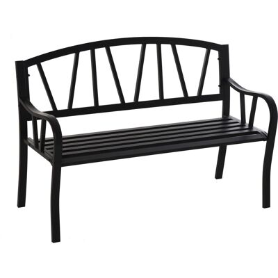 EASY COMFORT - Easycomfort Panchina Da Giardino In Metallo Nero Impermeabile, Panca Da Esterno In Ferro 2 Posti, 128x56x86cm EASY COMFORT - Easycomfort Panchina Da Giardino In Metallo Nero Impermeabile, Panca Da Esterno In Ferro 2 Posti, 128x56x86cm