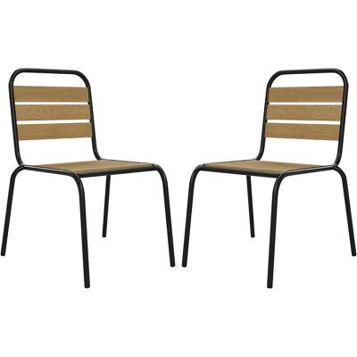 Unique Sedia Da Giardino Impilabile In Polywood E Metallo - Nero - Lotto Di 2 - Lylios Di Mylia Unique Sedia Da Giardino Impilabile In Polywood E Metallo - Nero - Lotto Di 2 - Lylios Di Mylia