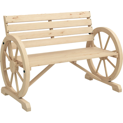 Zone Panchina Da Giardino, Design Ruote Di Carro, Per 2 Persone, Legno Naturale, Marrone Scuro, 105.5 X 56 X 79 Cm, Naturale Zone Panchina Da Giardino, Design Ruote Di Carro, Per 2 Persone, Legno Naturale, Marrone Scuro, 105.5 X 56 X 79 Cm, Naturale