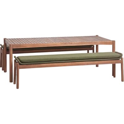 SKLUM Set Da Tavolo Rettangolare 180x90 Cm E 2 Panche Da Giardino In Legno Di Acacia E Corda Intrecciata Karvia SKLUM Set Da Tavolo Rettangolare 180x90 Cm E 2 Panche Da Giardino In Legno Di Acacia E Corda Intrecciata Karvia