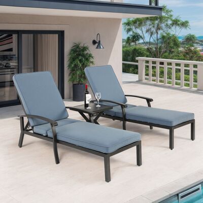 LEMONBEST Sedia Da Esterno Regolabile Con Cuscino In Cotone Blu Impermeabile, Chaise Lounge In Alluminio Resistente Alla Ruggine Per Piscina E Patio (1 Pezzo) LEMONBEST Sedia Da Esterno Regolabile Con Cuscino In Cotone Blu Impermeabile, Chaise Lounge In Alluminio Resistente Alla Ruggine Per Piscina E Patio (1 Pezzo)