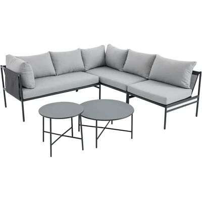 Unique Salotto Da Giardino Modulabile In Acciaio: 2 Divani Angolari, 1 Poltrona E Tavolini A Incastro Antracite - Ulame Di Mylia Unique Salotto Da Giardino Modulabile In Acciaio: 2 Divani Angolari, 1 Poltrona E Tavolini A Incastro Antracite - Ulame Di Mylia