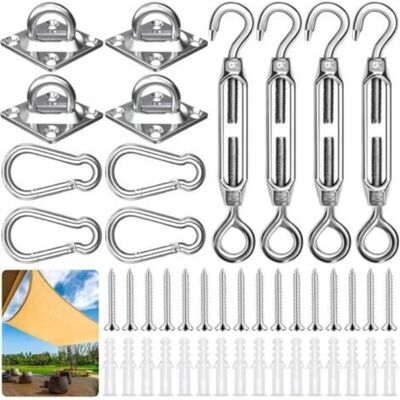 URSUS Kit Di Fissaggio Per Impieghi Gravosi Per Vele Ombreggianti Triangolari E Quadrate - 44 Pezzi, Acciaio Inox 304, Viti Rettangolari M6 URSUS Kit Di Fissaggio Per Impieghi Gravosi Per Vele Ombreggianti Triangolari E Quadrate - 44 Pezzi, Acciaio Inox 304, Viti Rettangolari M6