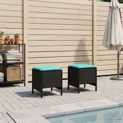 VIDAXL Poggiapiedi Da Giardino 2 Pezzo Nero E Turchese 38 X 38 X VIDAXL Poggiapiedi Da Giardino 2 Pezzo Nero E Turchese 38 X 38 X