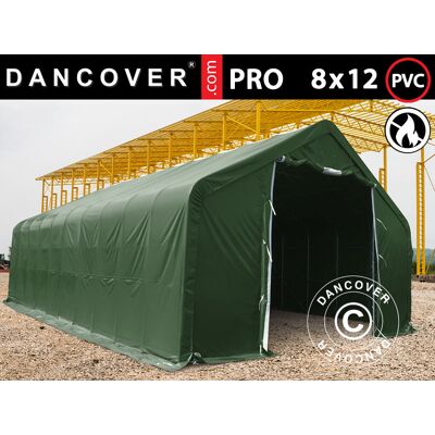 DANCOVER Capannone Tenda Pro 8x12x5,2m Pvc Con Pannello Centrale, Verde - DANCOVER Capannone Tenda Pro 8x12x5,2m Pvc Con Pannello Centrale, Verde -
