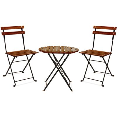 FRANKYSTAR Avolio Bistrò - Set Da Giardino Con Tavolino E 2 Sedie Pieghevoli In Acciaio E Legno Con Finitura Effetto Teak. Bistrot Set Da Esterno In Stile Retrò. FRANKYSTAR Avolio Bistrò - Set Da Giardino Con Tavolino E 2 Sedie Pieghevoli In Acciaio E Legno Con Finitura Effetto Teak. Bistrot Set Da Esterno In Stile Retrò.